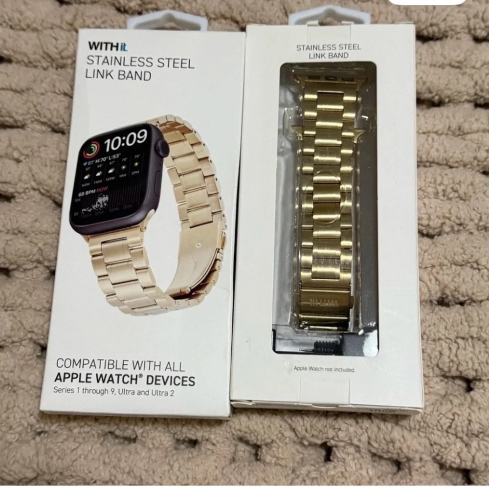 Gold Stainless Steel Link Band for Apple Watch